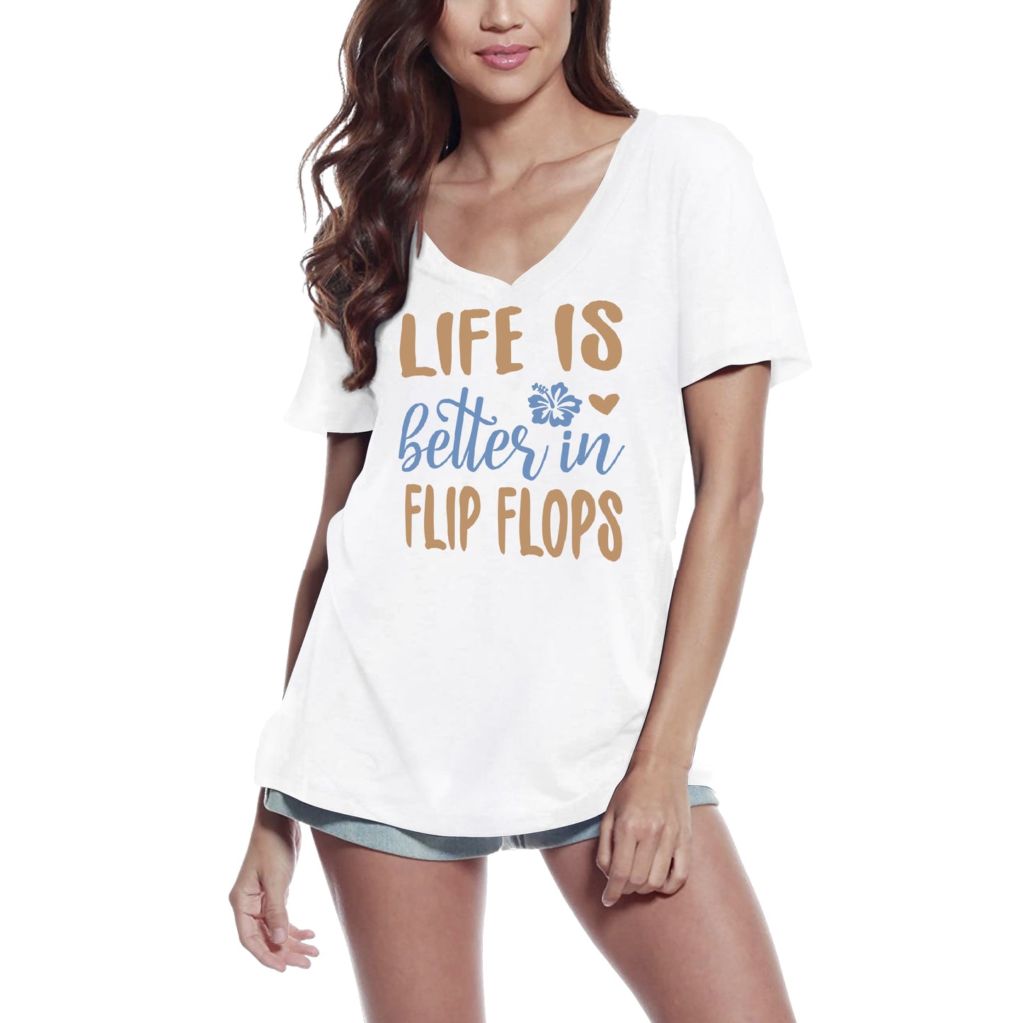 ULTRABASIC Damen-T-Shirt „Life is Better in Flip Flops“ – lustige kurzärmelige T-Shirt-Oberteile