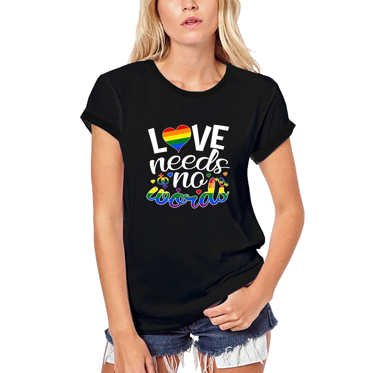 ULTRABASIC Women's Organic T-Shirt Love Needs No Words - LGBT Equality