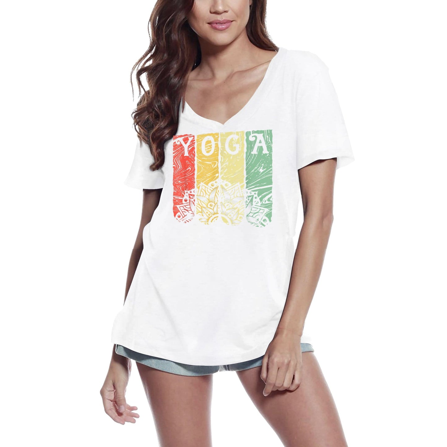 ULTRABASIC Women's V-Neck T-Shirt Mandala Yoga - Funny Yoga Tee Shirt