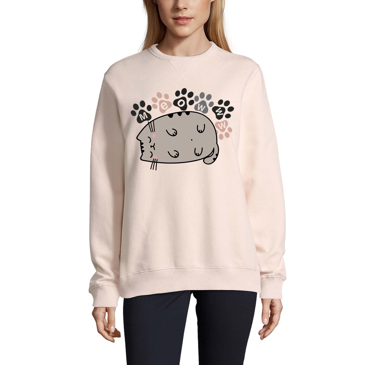 ULTRABASIC Grafik Damen Sweatshirt Lazy Cat – Katzenpfoten – Süße Sully