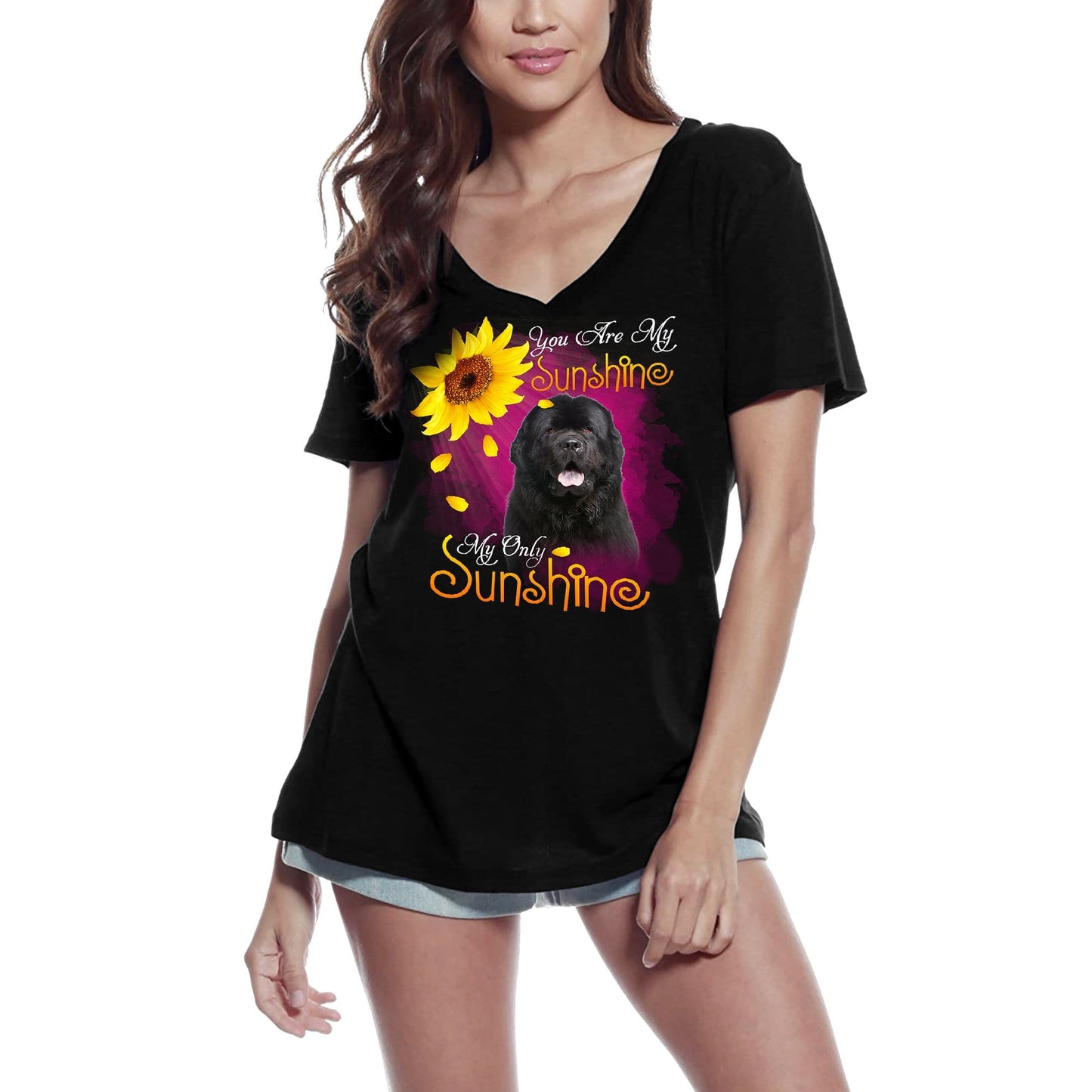 ULTRABASIC Damen-T-Shirt mit V-Ausschnitt My Only Sunshine – Neufundland