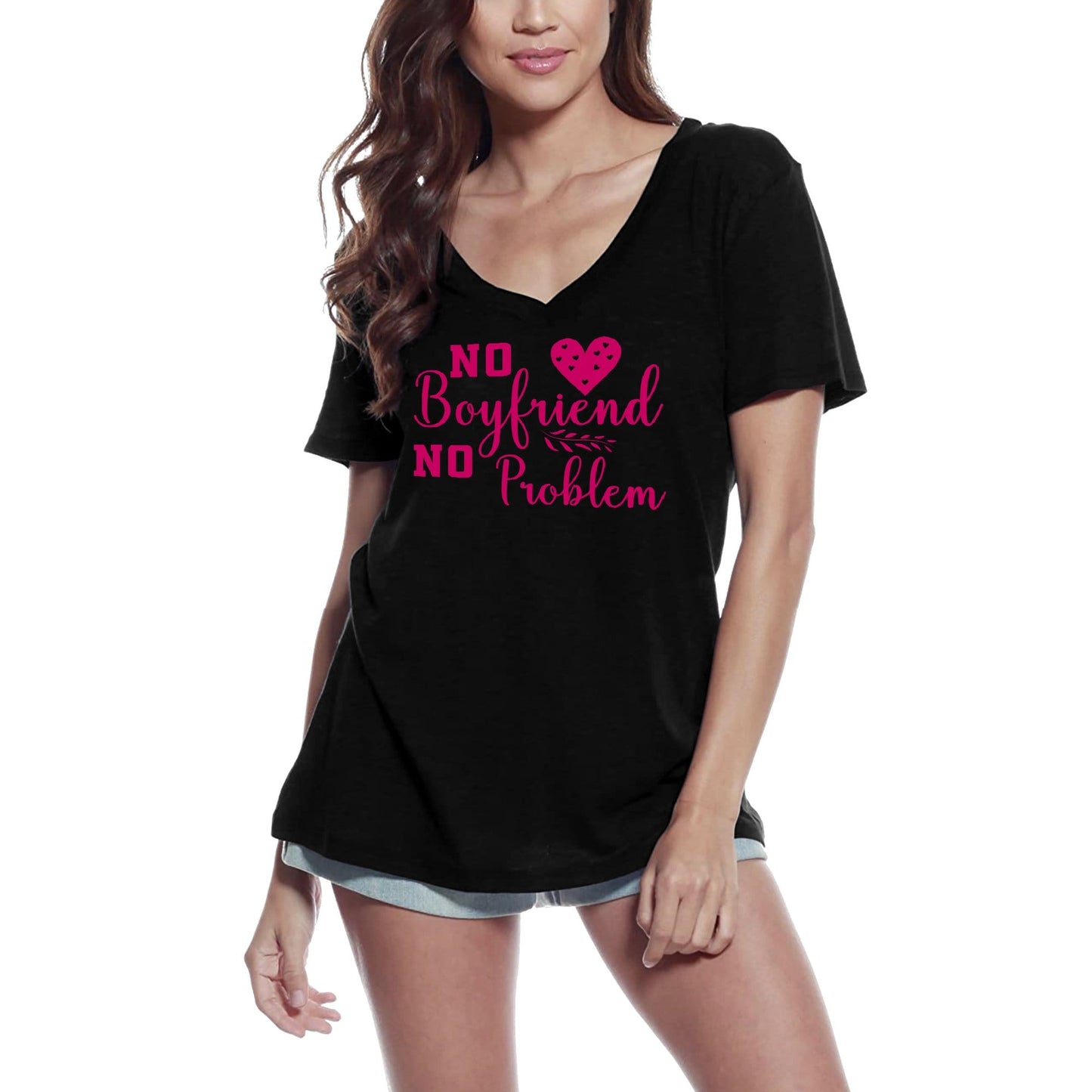 ULTRABASIC Women's T-Shirt No Boyfriend No Problem - Funny Humor Tee Shirt Gift Tops