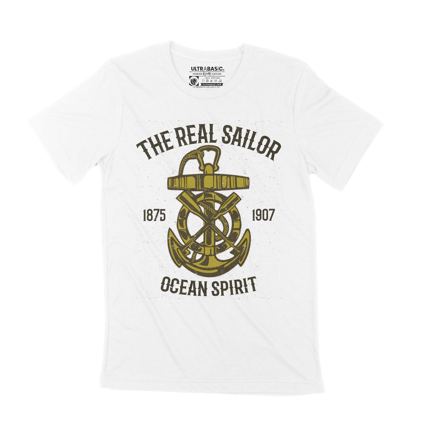 ULTRABASIC Herren-Grafik-T-Shirt The Real Sailor – Ocean Spirit Anchor T-Shirt