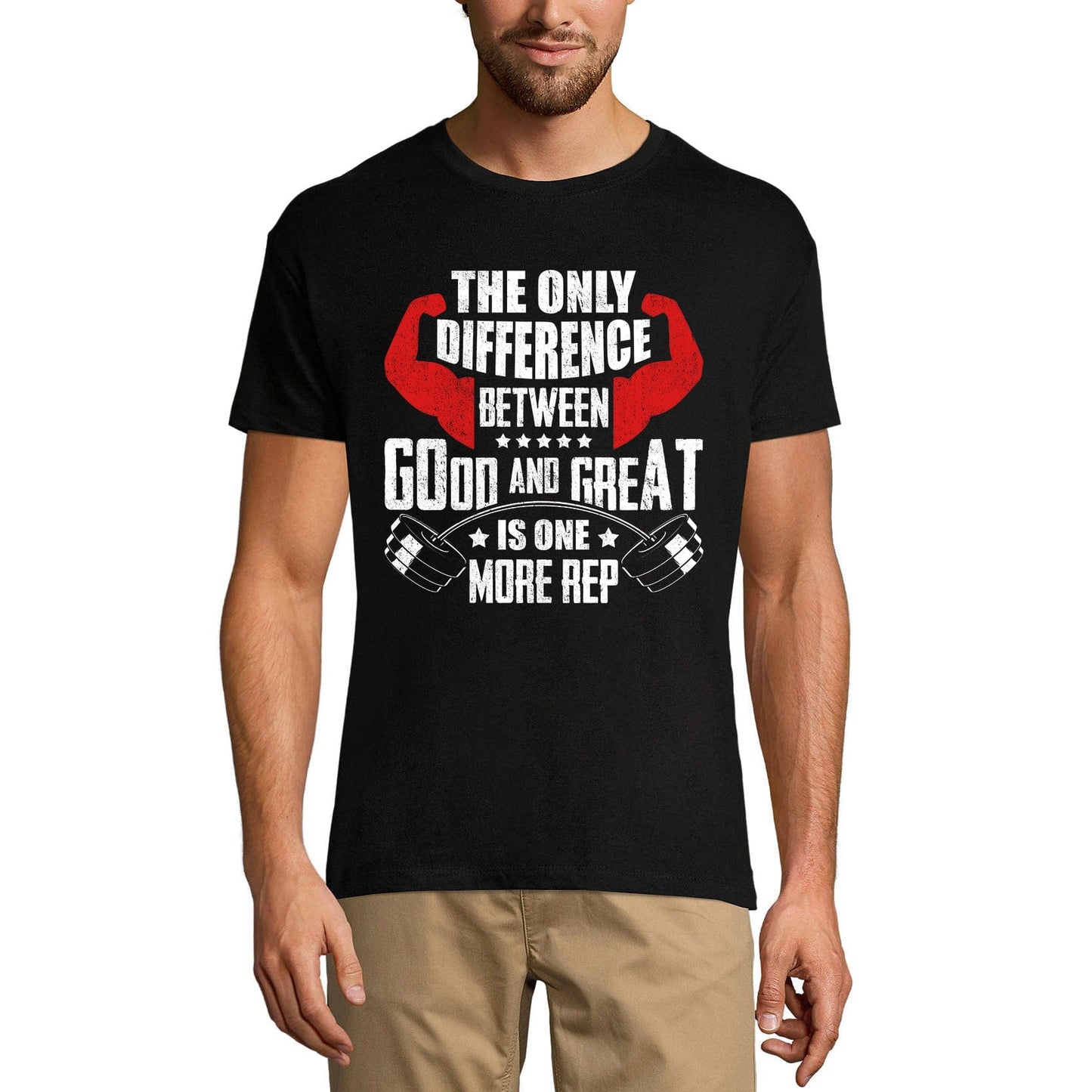 ULTRABASIC Men's Gym T-Shirt Difference Between Good and Great is One More Rep Workout Shirt