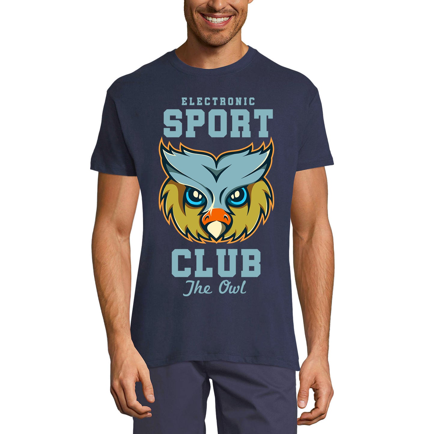 ULTRABASIC Herren-Grafik-T-Shirt Electronic Sport Club – Eulenkopf – Vintage-Shirt