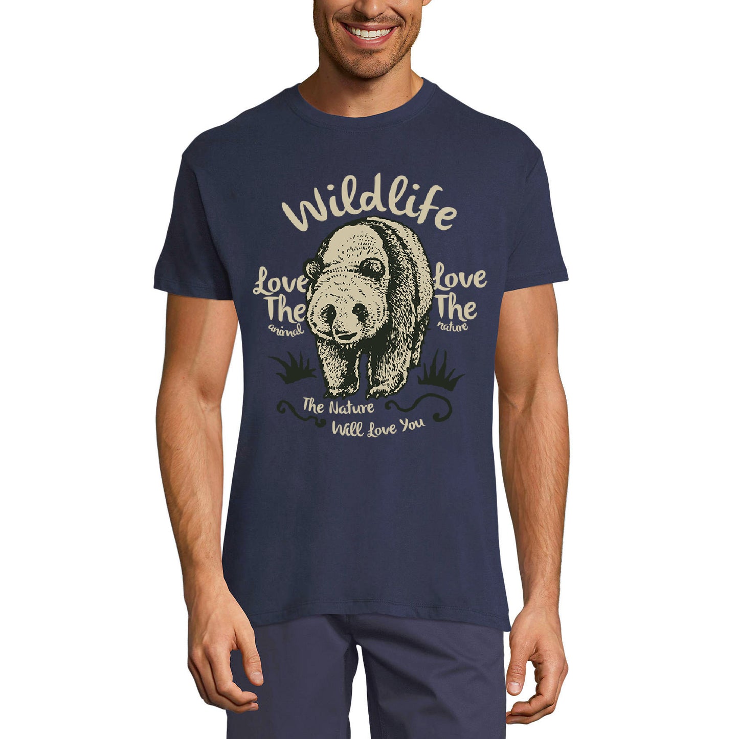 ULTRABASIC Herren-Grafik-T-Shirt The Nature Will Love You – Panda-Vintage-Shirt