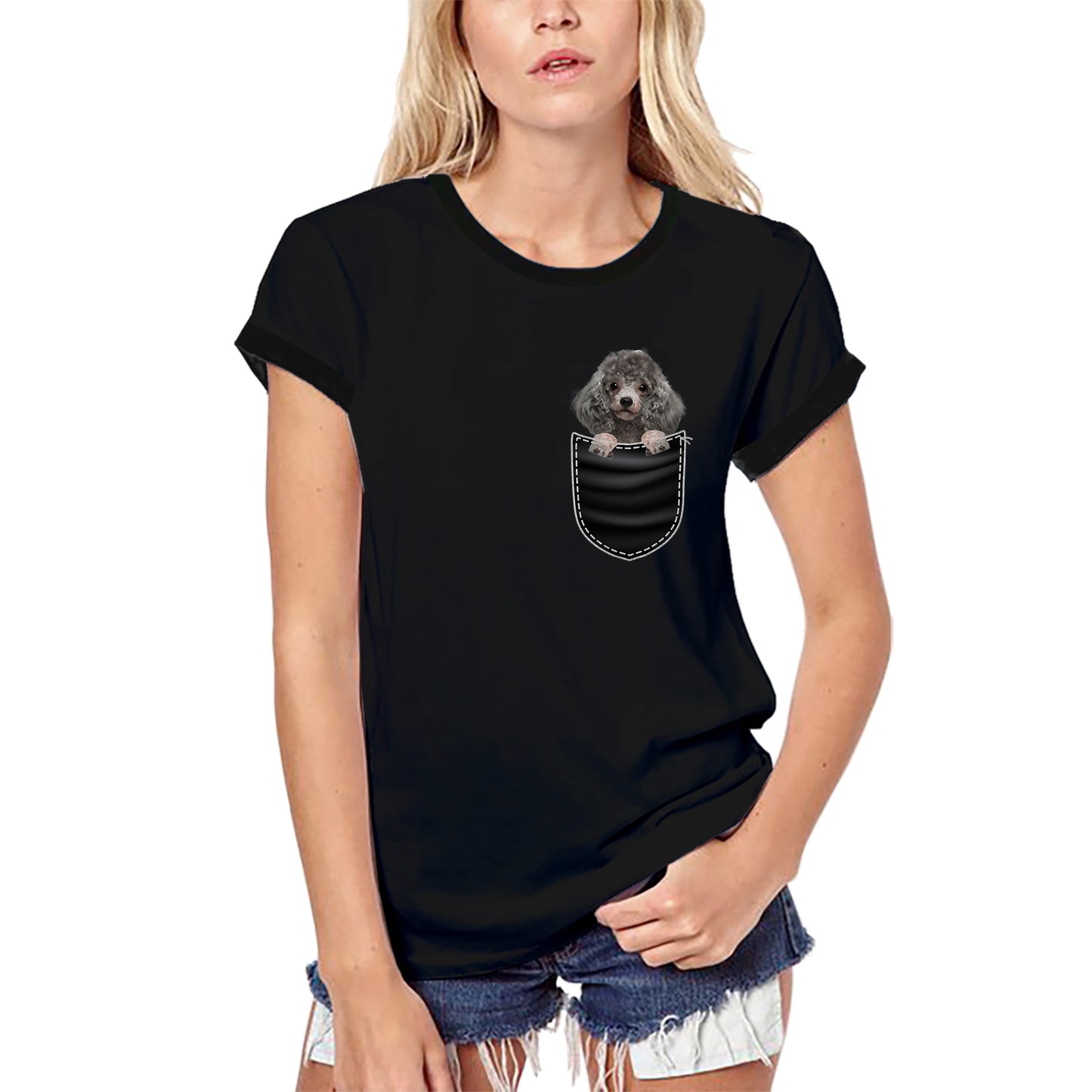 ULTRABASIC Grafik Damen T-Shirt Pudel – Süßer Hund in der Tasche – Vintage