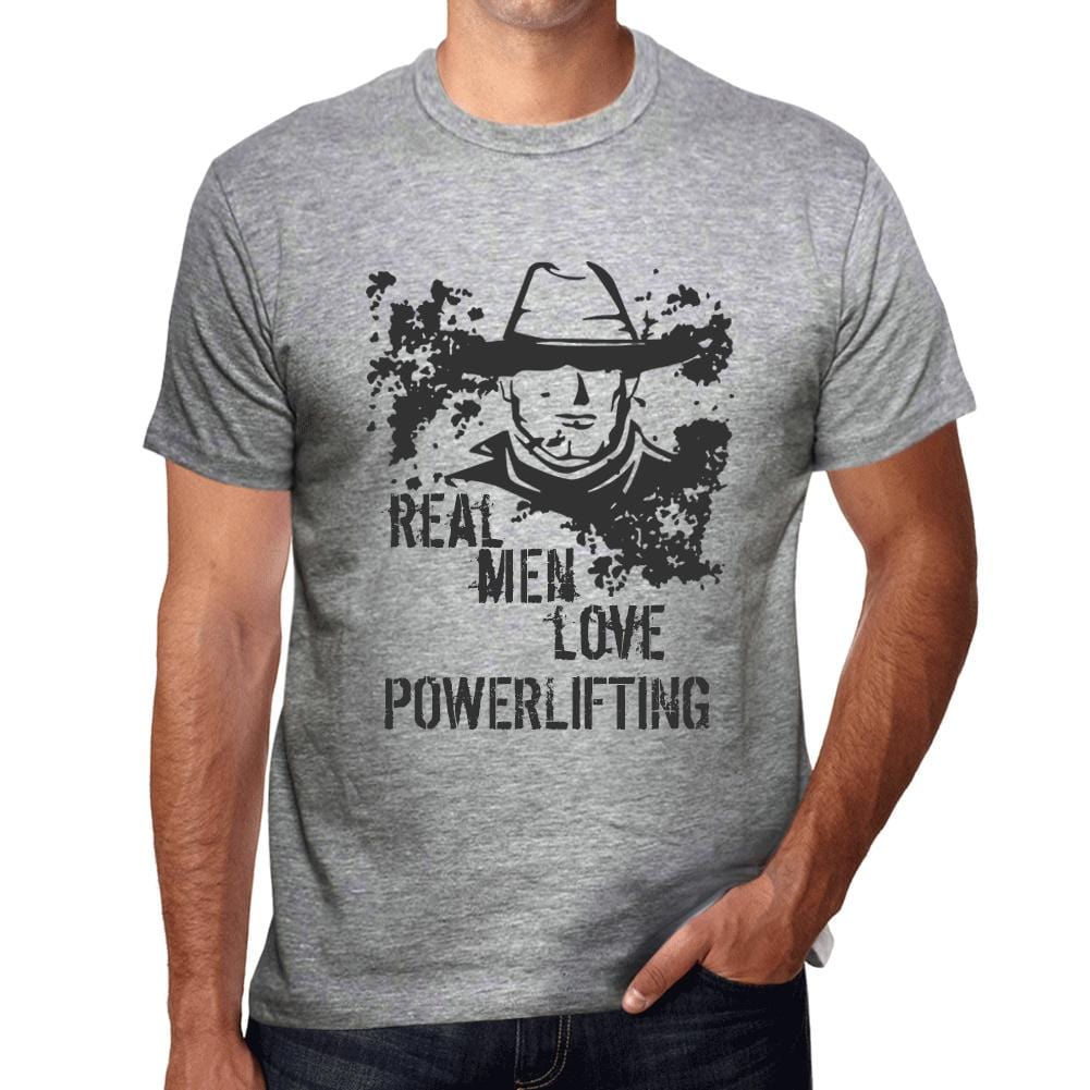 Powerlifting, Real Men Love Powerlifting Herren T-Shirt Grau Geburtstagsgeschenk Rundhals 00540