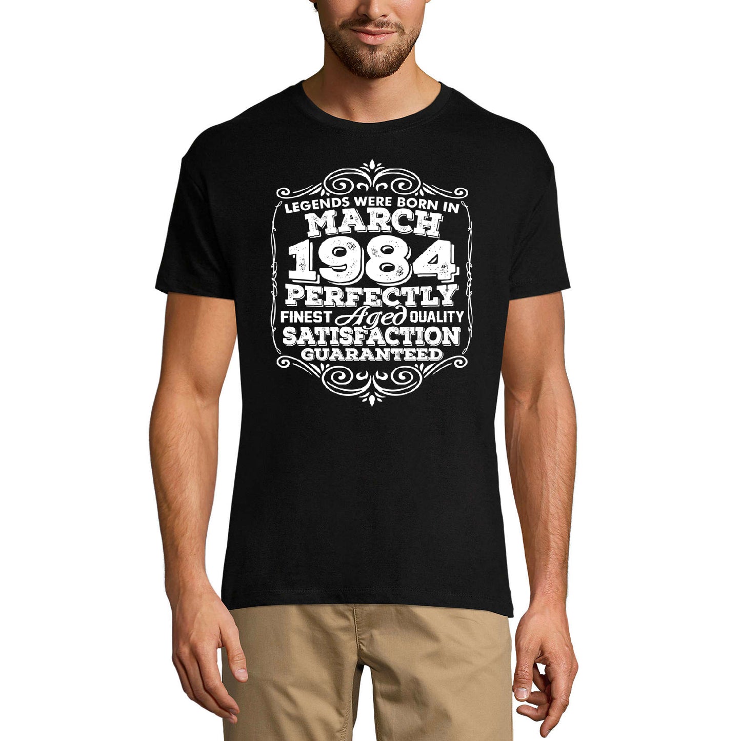 ULTRABASIC Herren-T-Shirt „Legends were Born in March 1984 – Perfectly Aged“-T-Shirt zum 37. Geburtstag