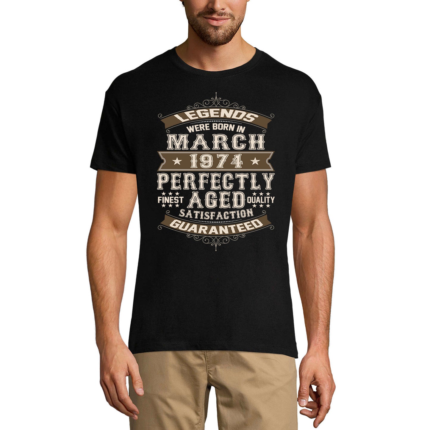 ULTRABASIC Herren-T-Shirt „Legends were Born in March 1974 – Perfectly Aged 47th Birthday Gift“-T-Shirt