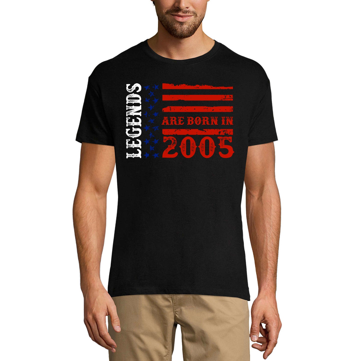 ULTRABASIC Herren T-Shirt Legends are Born in 2005 – US-Flagge als Geschenk zum 16. Geburtstag
