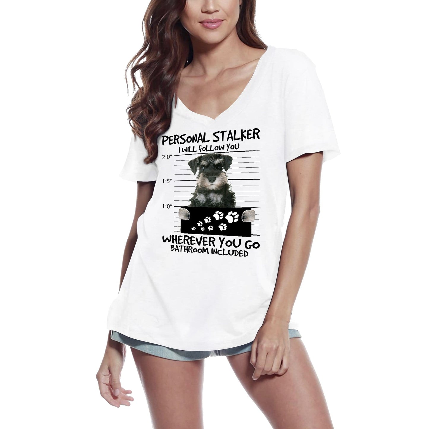ULTRABASIC Damen T-Shirt Schnauzer Personal Stalker – I Will Follow You Whereever You Go – Lustiges Hunde-T-Shirt