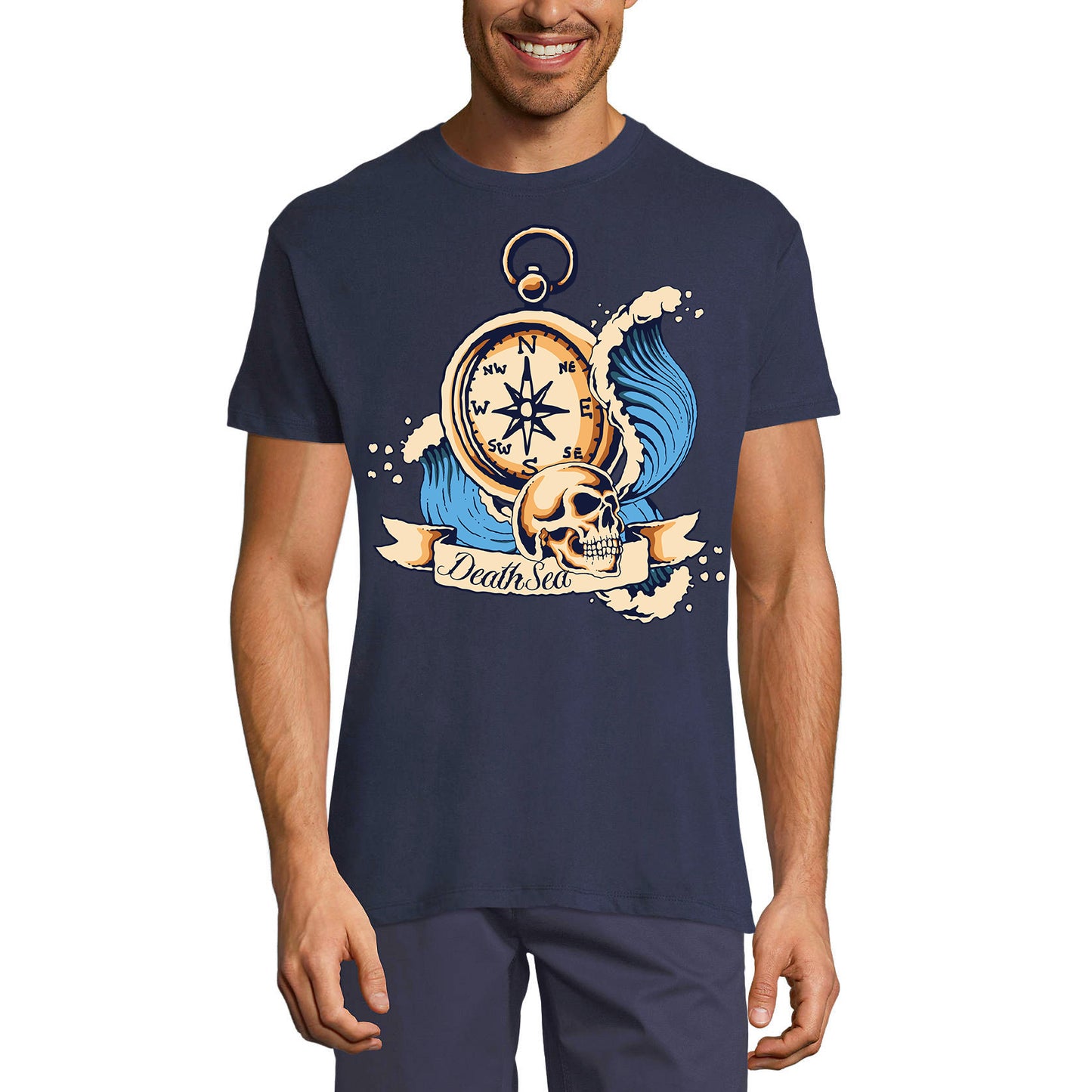 ULTRABASIC Herren Grafik-T-Shirt Death Sea – Sailor Compass – Sea Love