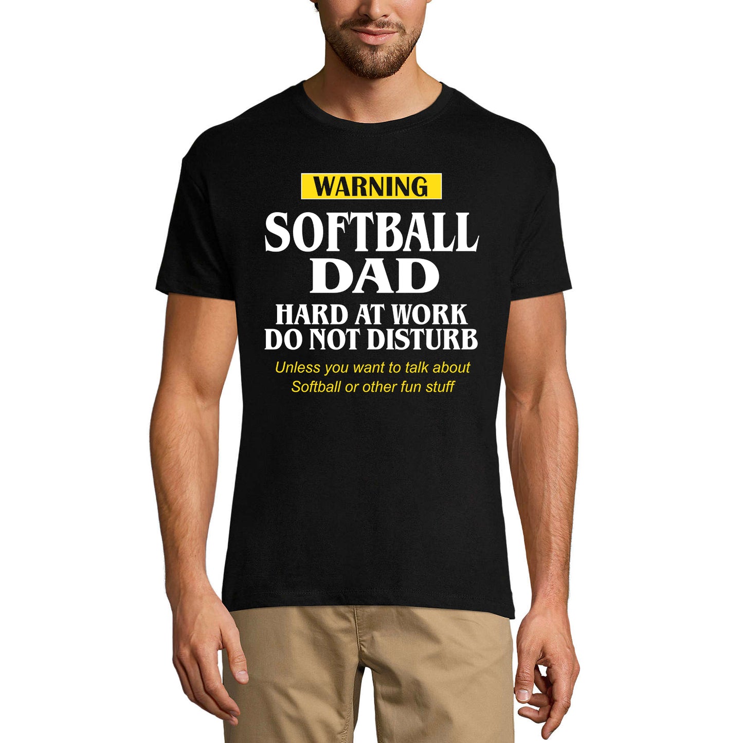 ULTRABASIC Men's Graphic T-Shirt Warning Softball Dad - Gift For Father's Day