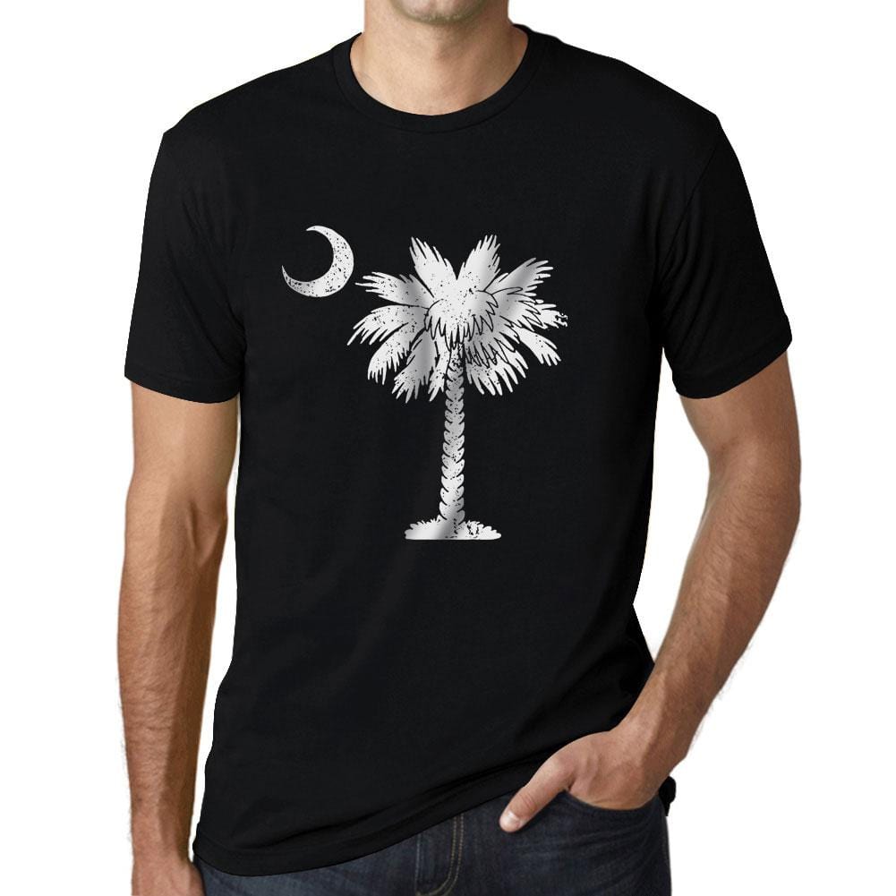 Graphic Men's South Carolina Flag T-Shirt White Print Tee Deep Black - Ultrabasic