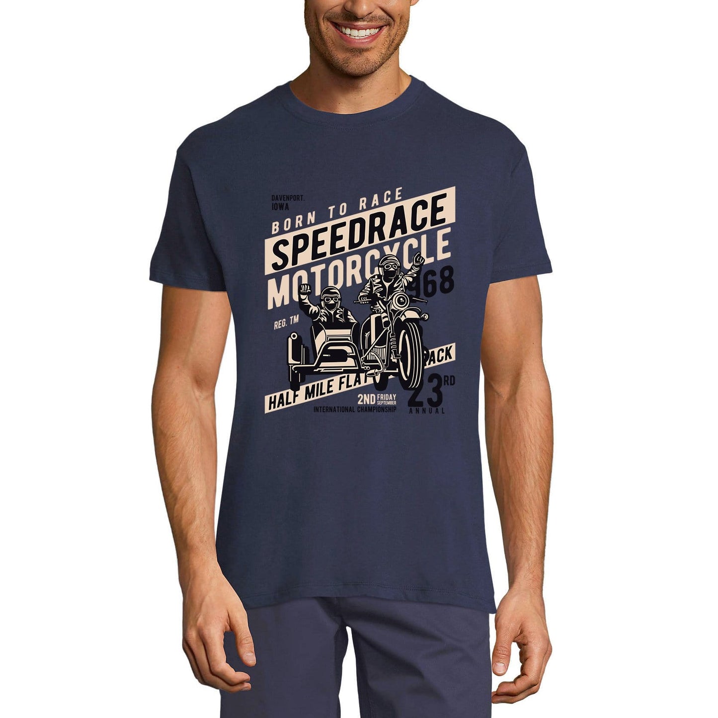 ULTRABASIC Herren-Grafik-T-Shirt „Born To Race – Speedrace Motorrad 1968“.