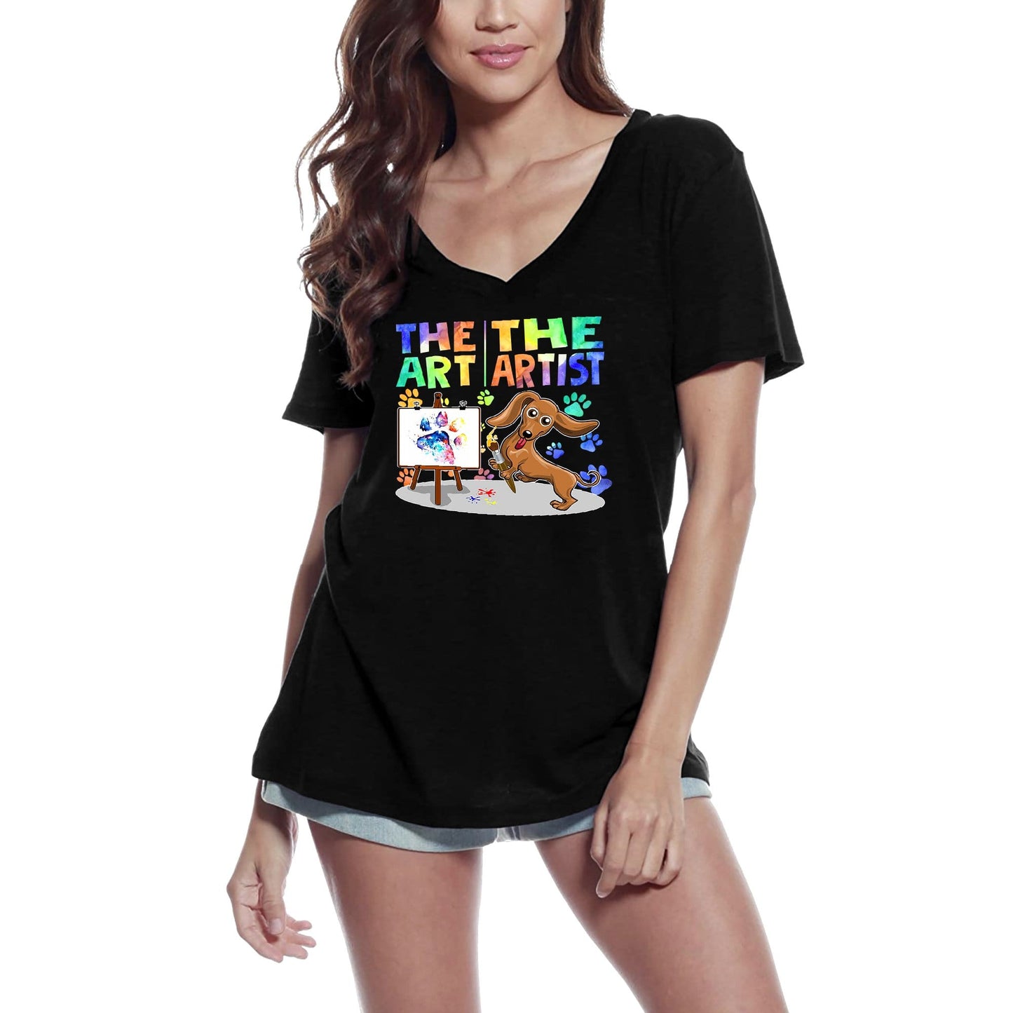 ULTRABASIC Women's T-Shirt The Art The Artist - Funny Dog Tee Shirt