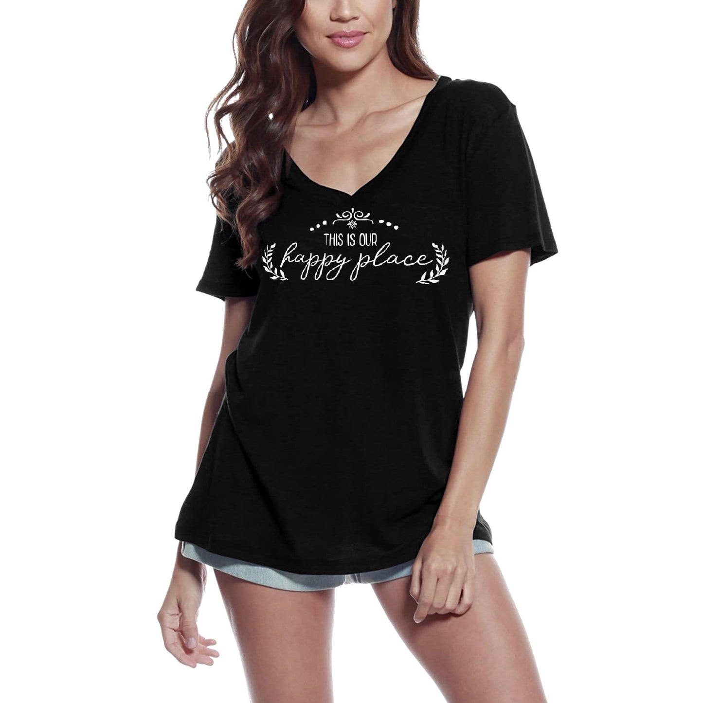 ULTRABASIC Damen-T-Shirt „This is Our Happy Place“ – kurzärmeliges T-Shirt