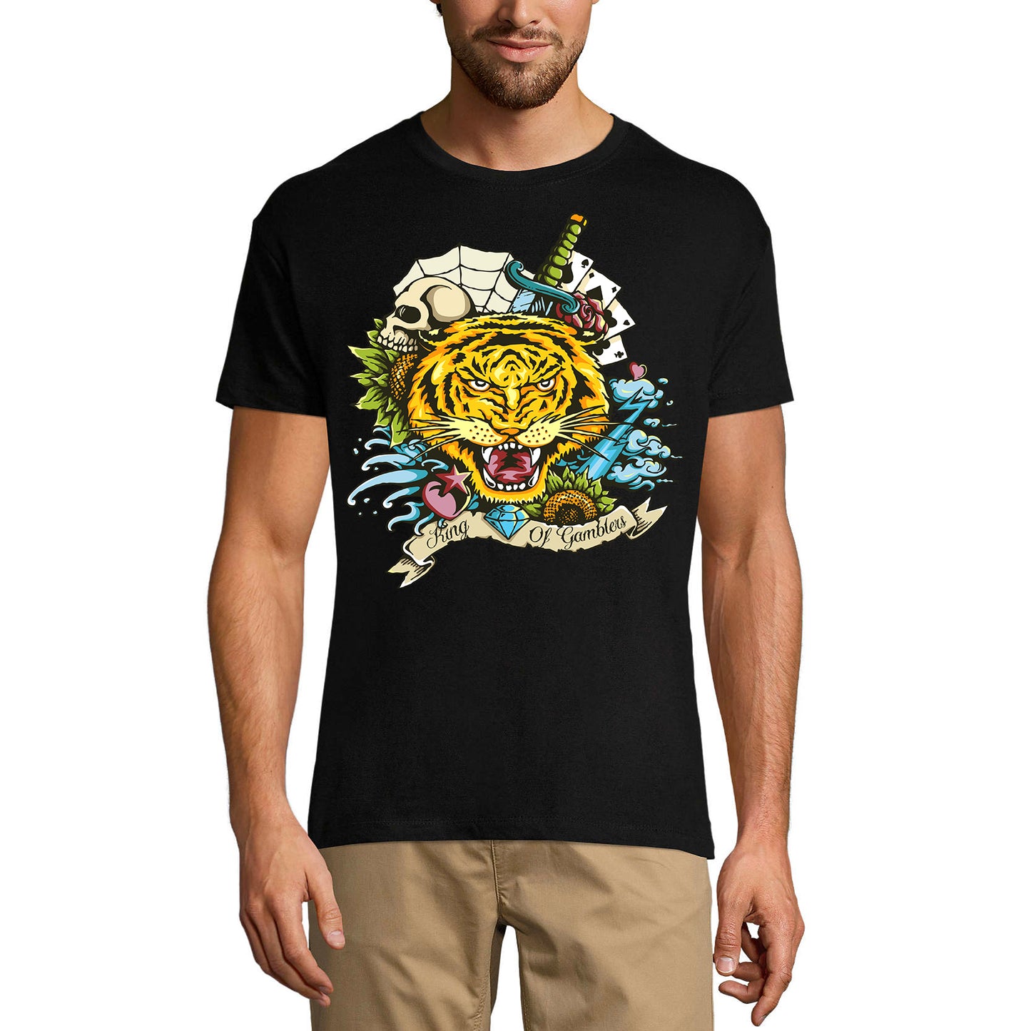 ULTRABASIC Graphic Herren T-Shirt King Of Gamblers – Scary Tiger Head