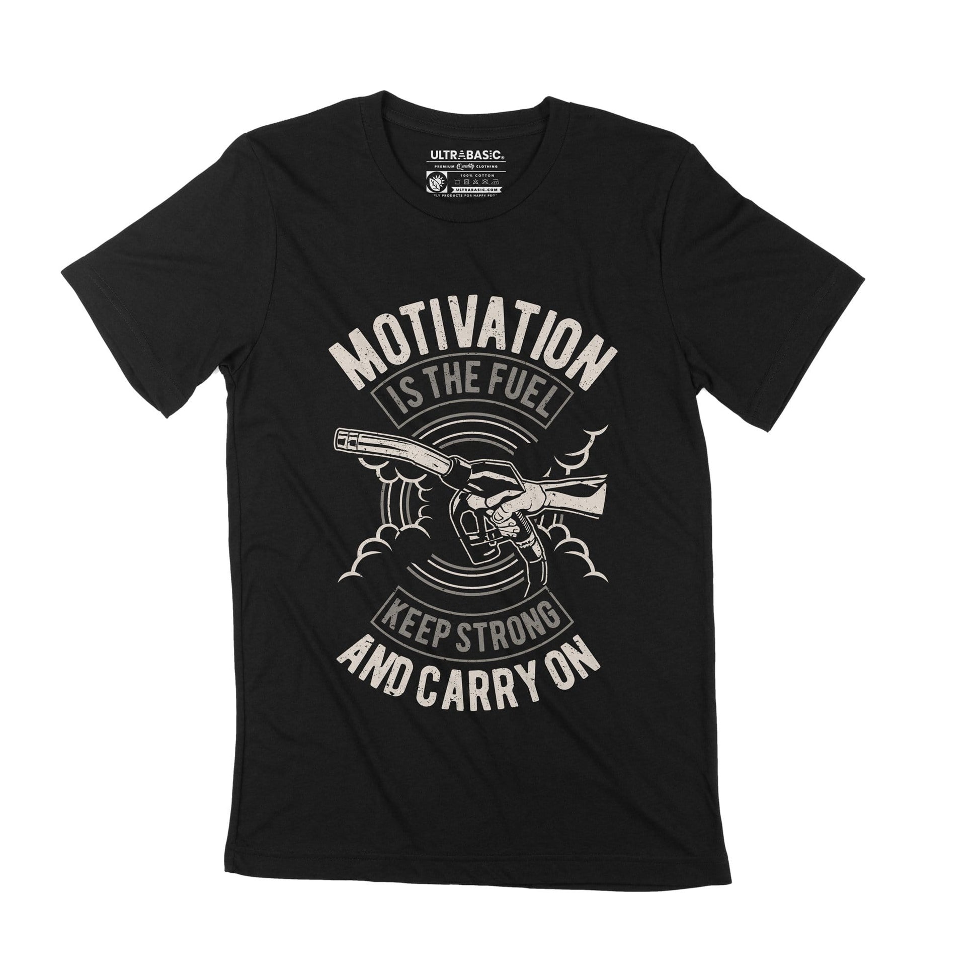 ULTRABASIC Men's T-Shirt Motivation is The Fuel - Inspiring Motivational Quote Tee  sport gym workout  inspirational saying adult dad apparel print tees funny youth ideas merch present fathers day merchandise letter clothing christmas unisex classic teens casual print outdoor kind motivation slogan positive vibes nerd retro