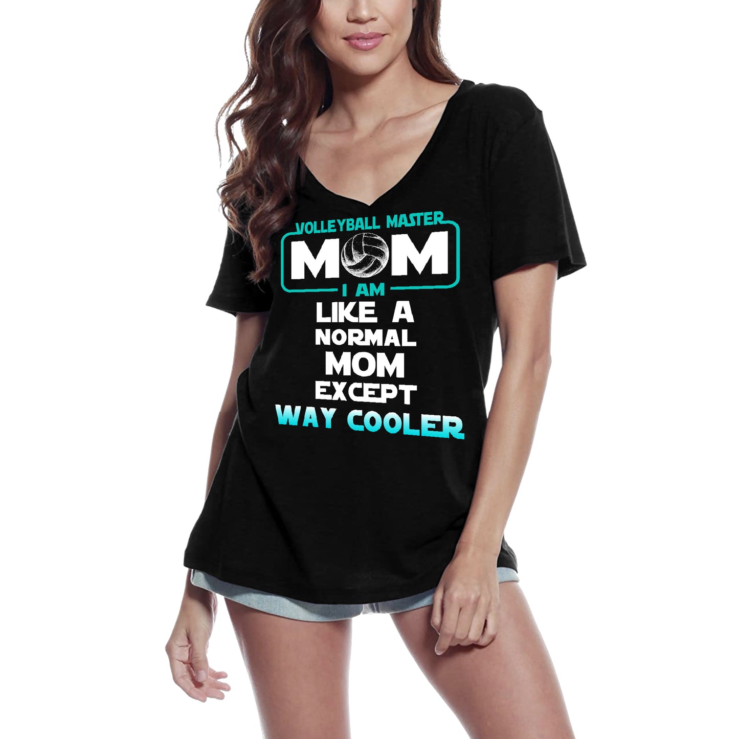 ULTRABASIC Damen-T-Shirt mit V-Ausschnitt Volleyball Master Mom – lustiges Vintage-T-Shirt