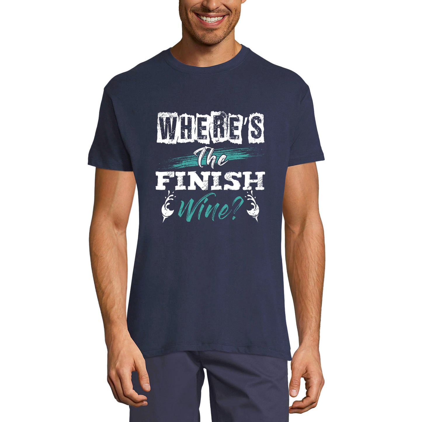 ULTRABASIC Herren-T-Shirt „Where's The Finish Wine – Lustiges Läufer-T-Shirt“.