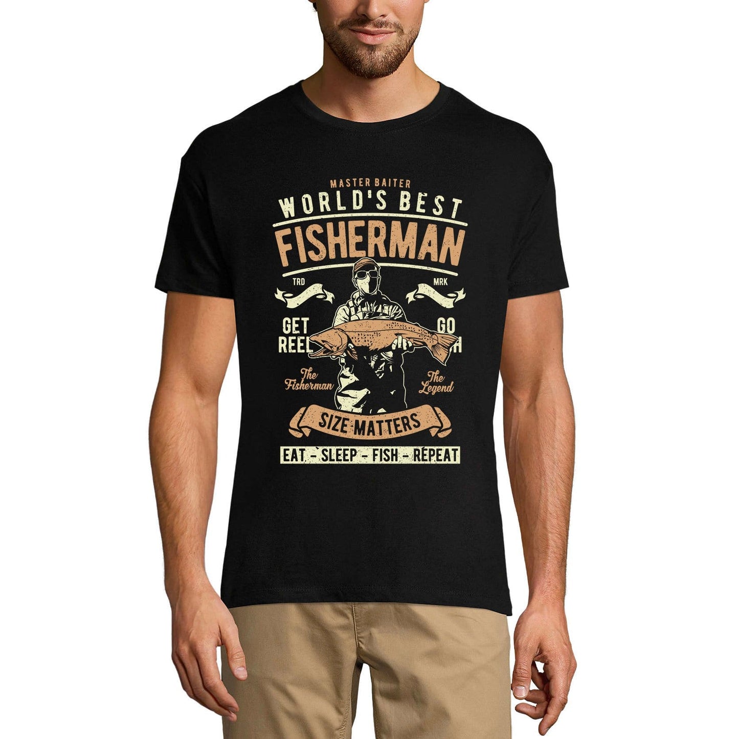 ULTRABASIC Herren T-Shirt Master Baiter – World's Best Fisherman – Size Matter Lustiges T-Shirt
