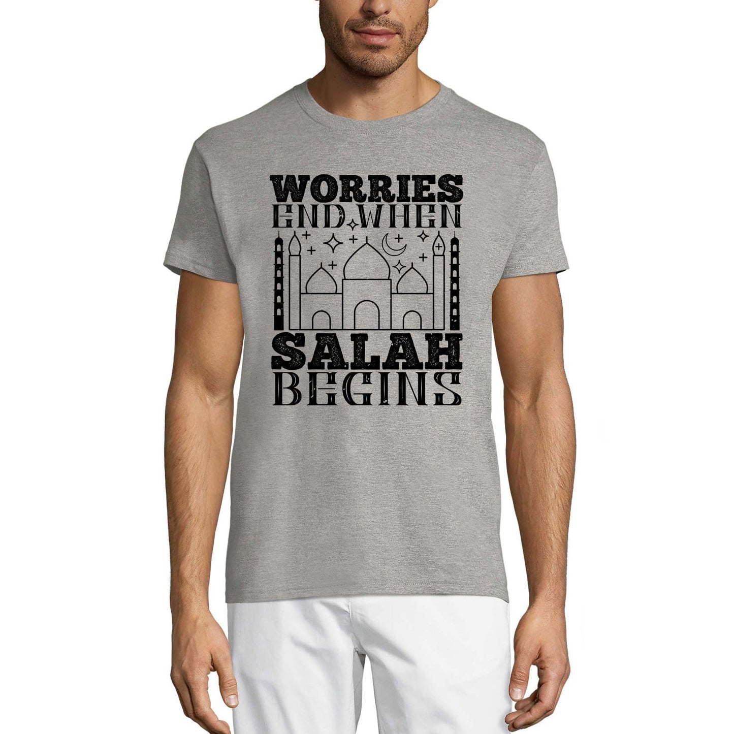 ULTRABASIC Herren-T-Shirt. Sorgen enden, wenn Salah beginnt – religiöses Zitat
