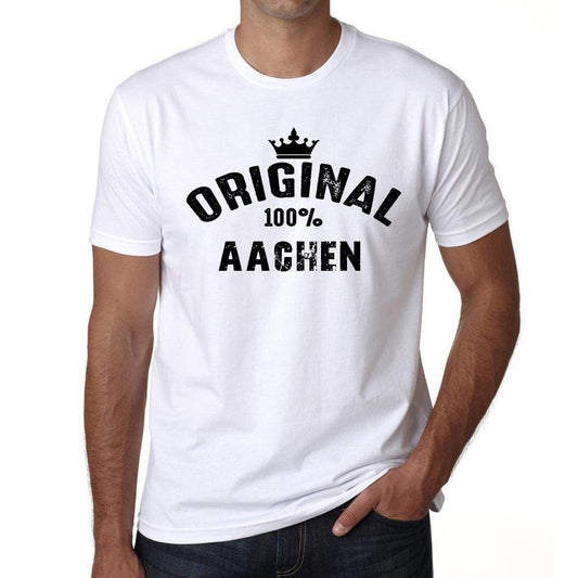 Aachen 100% German City White Mens Short Sleeve Round Neck T-Shirt 00001 - Casual