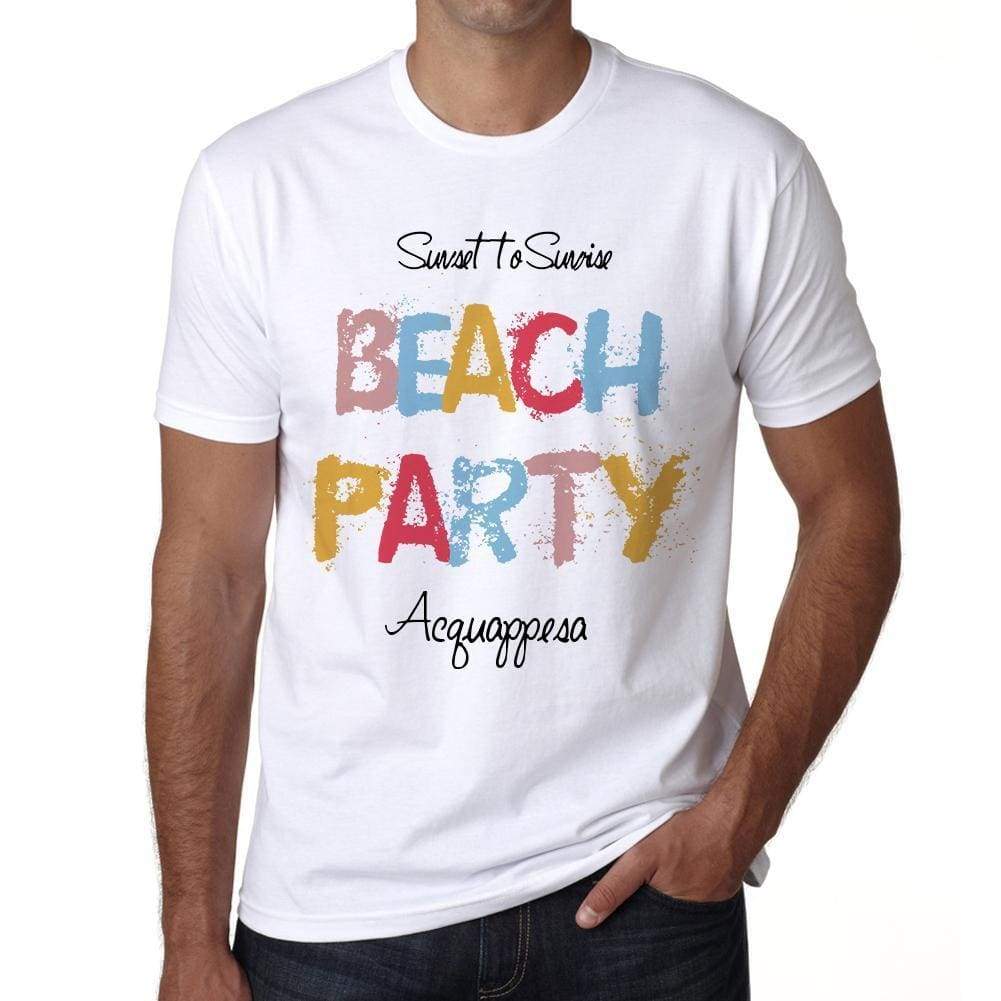 Acquappesa, Beach Party, White, <span>Men's</span> <span><span>Short Sleeve</span></span> <span>Round Neck</span> T-shirt 00279 - ULTRABASIC