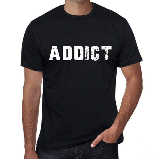 Addict Mens Vintage T Shirt Black Birthday Gift 00554 - Black / Xs - Casual