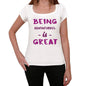 Adventurous Being Great White Womens Short Sleeve Round Neck T-Shirt Gift T-Shirt 00323 - White / Xs - Casual