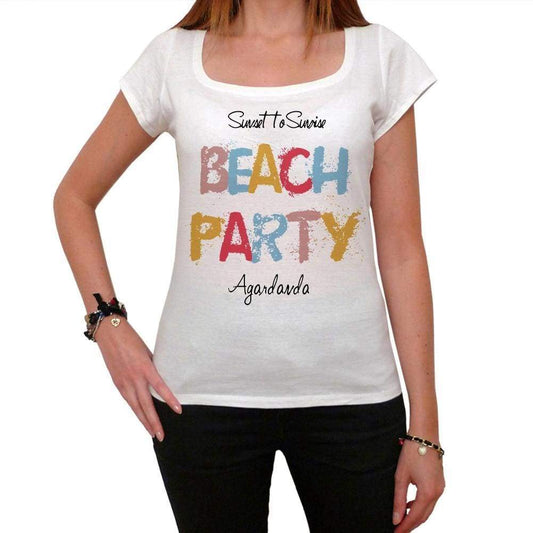Agardanda Beach Party White Womens Short Sleeve Round Neck T-Shirt 00276 - White / Xs - Casual