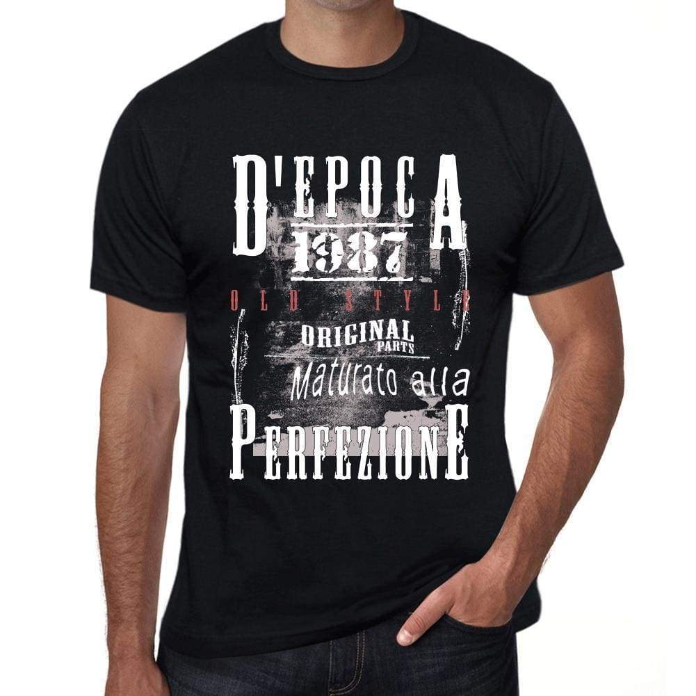 Aged To Perfection Italian 1987 Black Mens Short Sleeve Round Neck T-Shirt Gift T-Shirt 00355 - Black / Xs - Casual