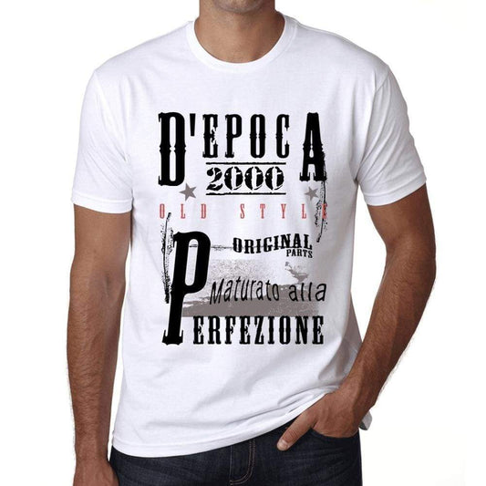 Aged To Perfection Italian 2000 White Mens Short Sleeve Round Neck T-Shirt Gift T-Shirt 00357 - White / Xs - Casual