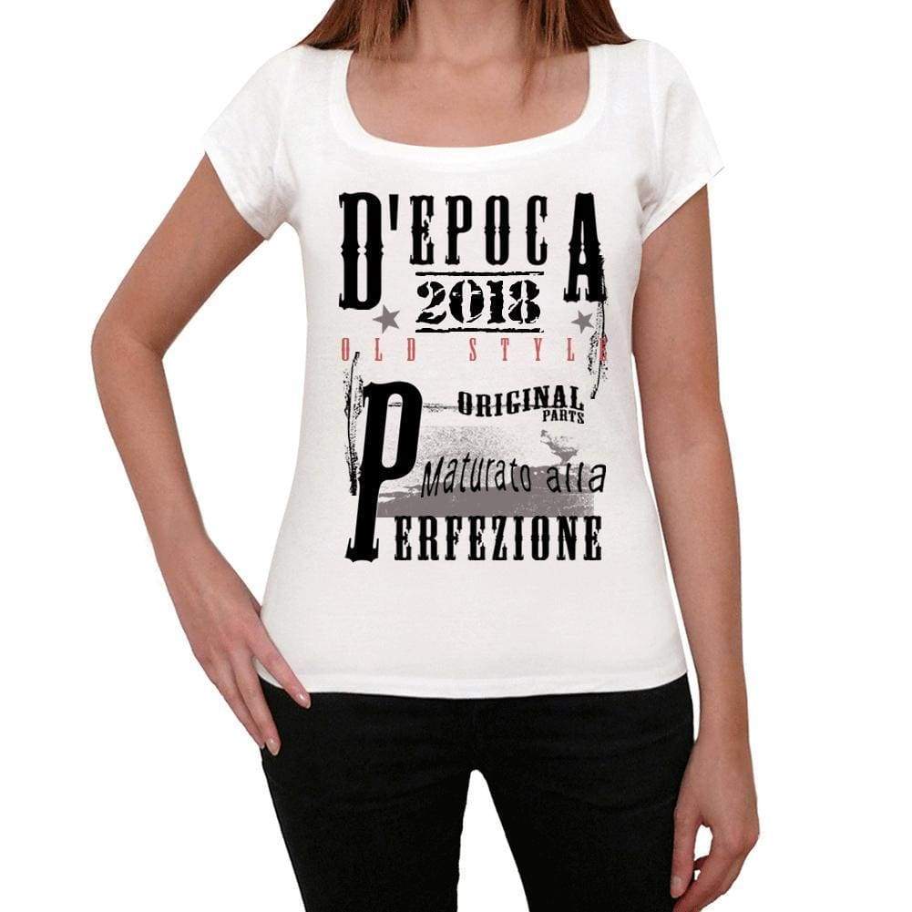 Aged To Perfection, Italian, 2018, White, Women's Short Sleeve Round Neck T-shirt, gift t-shirt 00356 - Ultrabasic
