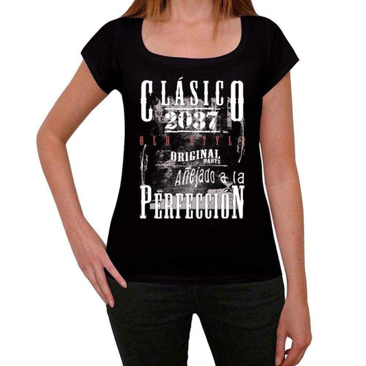 Aged To Perfection, Spanish, 2037, Black, Women's Short Sleeve Round Neck T-shirt, gift t-shirt 00358 - Ultrabasic