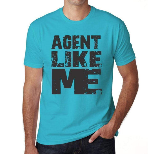 Agent Like Me Blue Grey Letters Mens Short Sleeve Round Neck T-Shirt 00285 - Blue / S - Casual