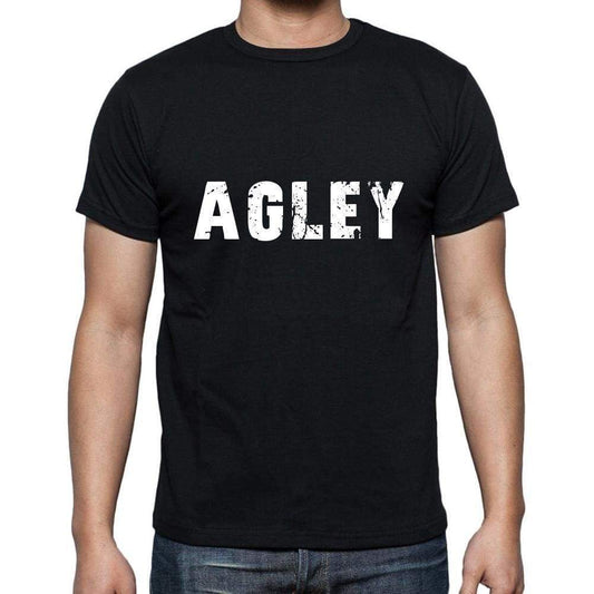 Agley Mens Short Sleeve Round Neck T-Shirt 5 Letters Black Word 00006 - Casual