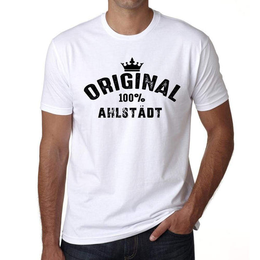 Ahlstädt 100% German City White Mens Short Sleeve Round Neck T-Shirt 00001 - Casual
