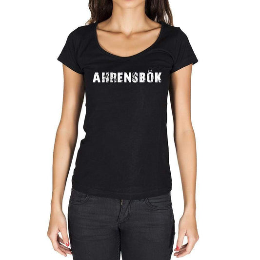 Ahrensbök German Cities Black Womens Short Sleeve Round Neck T-Shirt 00002 - Casual