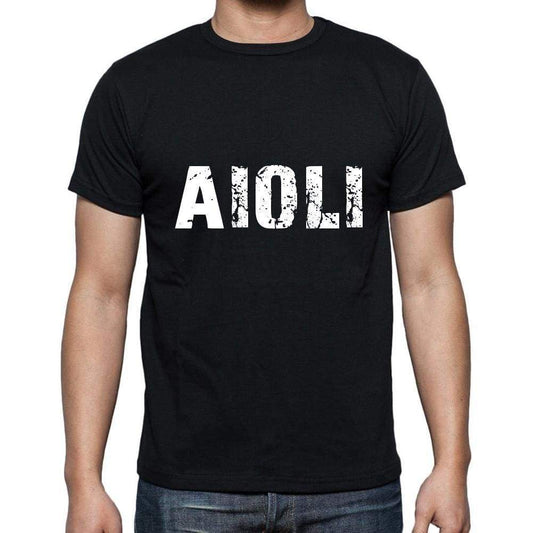Aioli Mens Short Sleeve Round Neck T-Shirt 5 Letters Black Word 00006 - Casual