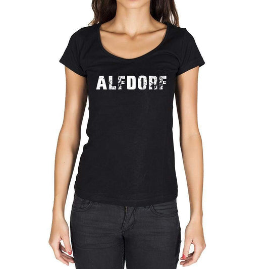 Alfdorf German Cities Black Womens Short Sleeve Round Neck T-Shirt 00002 - Casual