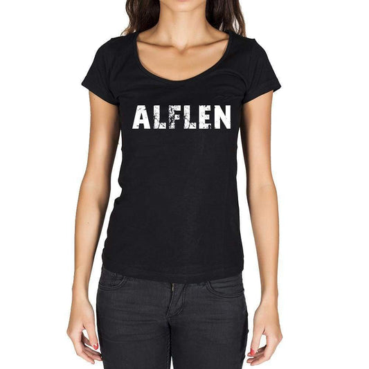 Alflen German Cities Black Womens Short Sleeve Round Neck T-Shirt 00002 - Casual
