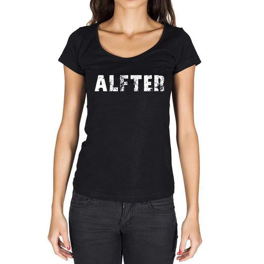Alfter German Cities Black Womens Short Sleeve Round Neck T-Shirt 00002 - Casual