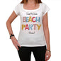 Almond Beach Party White Womens Short Sleeve Round Neck T-Shirt 00276 - White / Xs - Casual