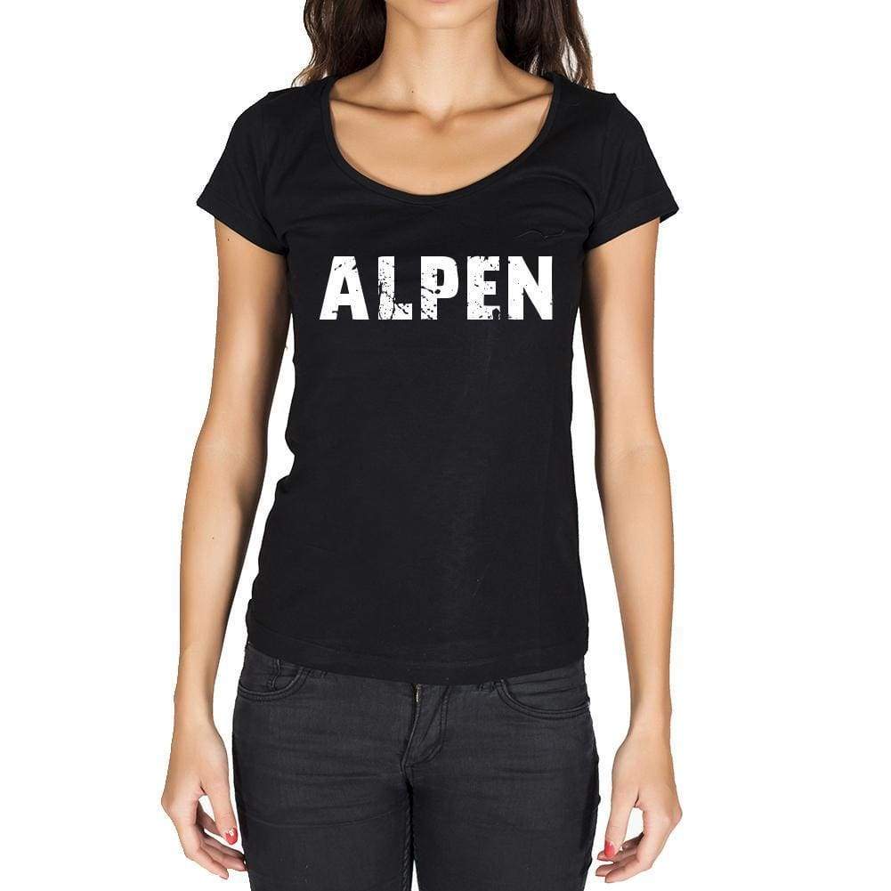 Alpen German Cities Black Womens Short Sleeve Round Neck T-Shirt 00002 - Casual