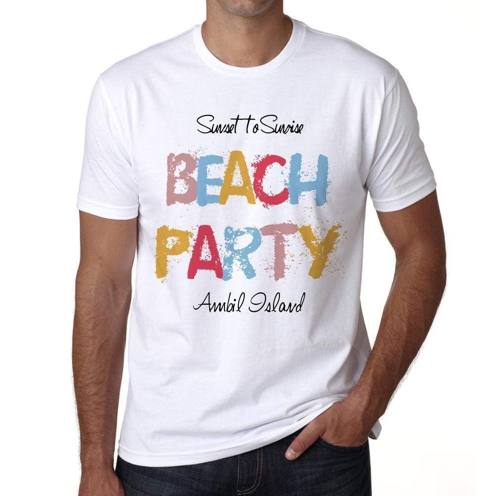 Ambil Island Beach Party White Mens Short Sleeve Round Neck T-Shirt 00279 - White / S - Casual