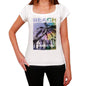 Amora Beach Name Palm White Womens Short Sleeve Round Neck T-Shirt 00287 - White / Xs - Casual