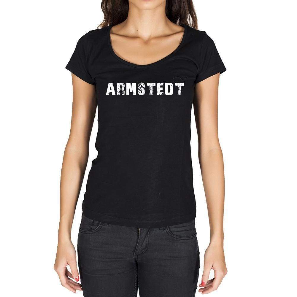 Armstedt German Cities Black Womens Short Sleeve Round Neck T-Shirt 00002 - Casual